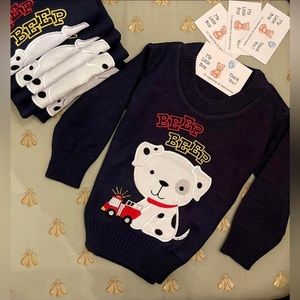 Baby Boy Sweater (Adorable Dalmatian Fire Truck) Clothes  0-3Months